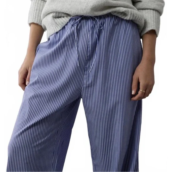 AE Striped Woven Wide-Leg PJ Pant Blue American Eagle XL - Picture 2 of 7